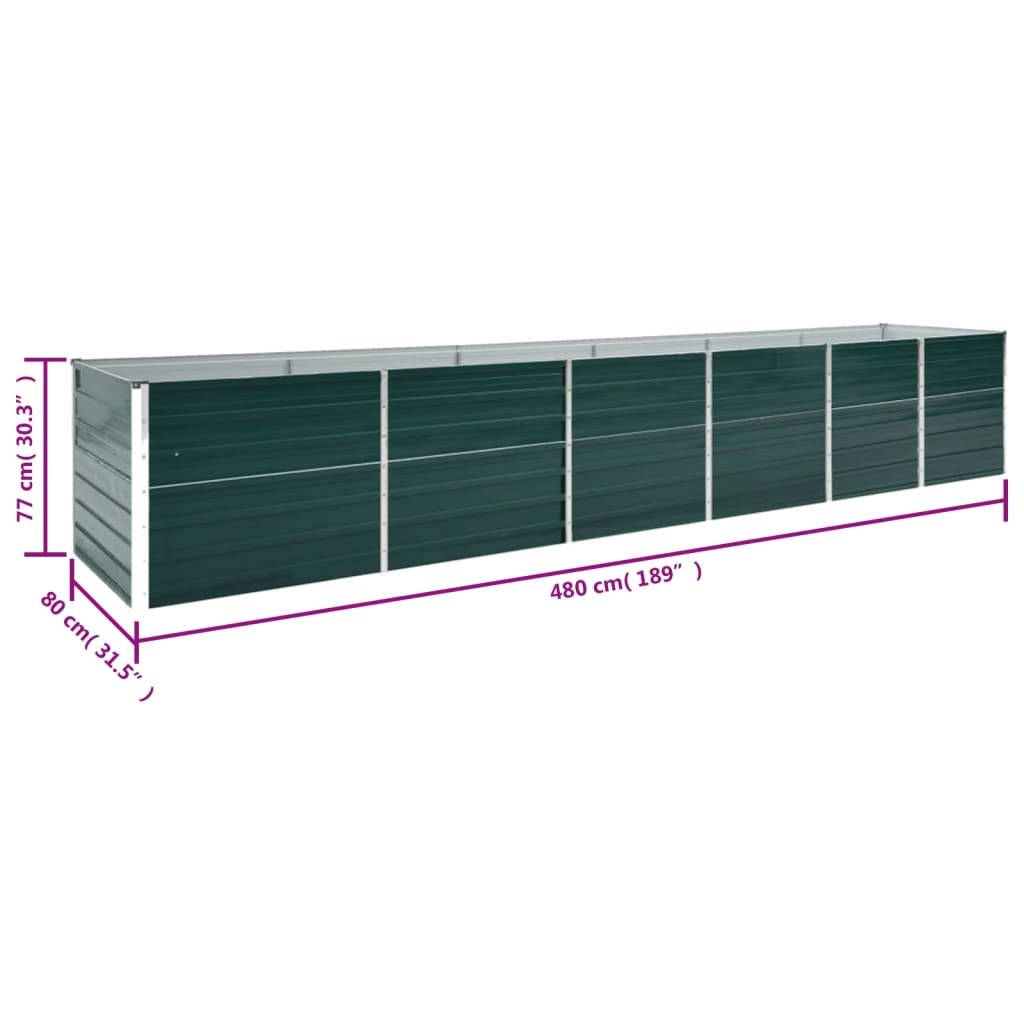 Letto Rialzato da Giardino Acciaio Zincato 480x80x77 cm Verde | homemem39