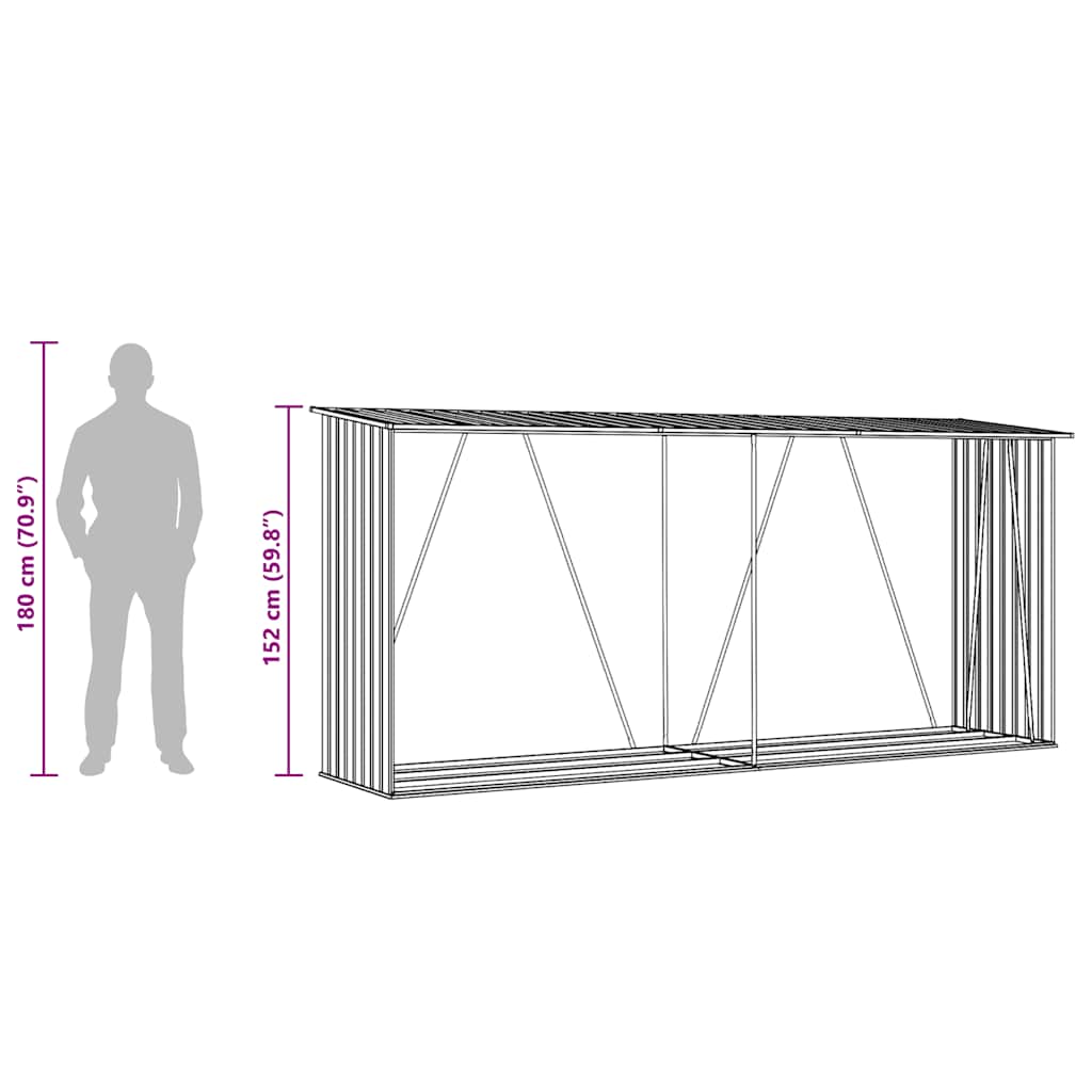 Capannone da Giardino in Acciaio Zincato 330x84x152cm Antracite | homemem39