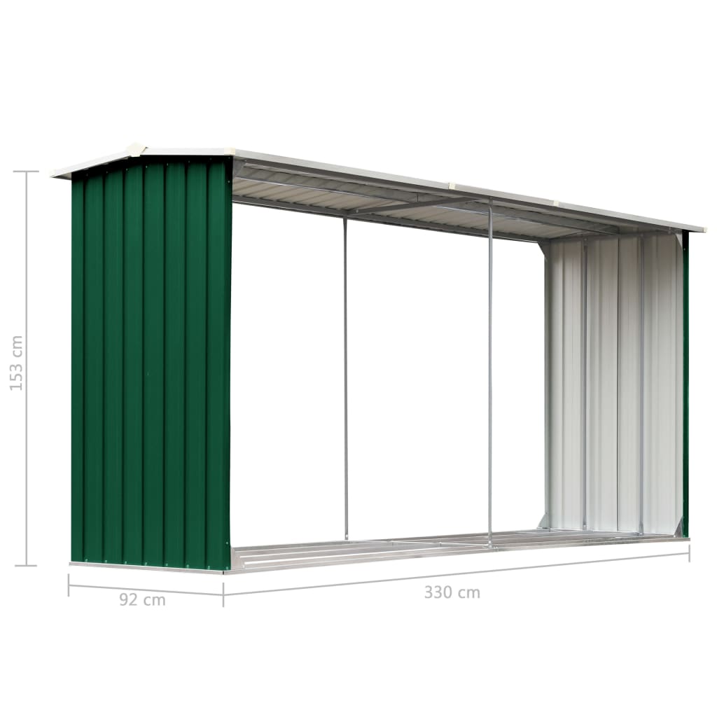Capannone da Giardino in Acciaio Zincato 330x92x153cm Verde - homemem39