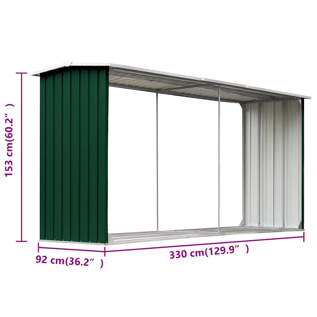 Capannone da Giardino in Acciaio Zincato 330x92x153cm Verde