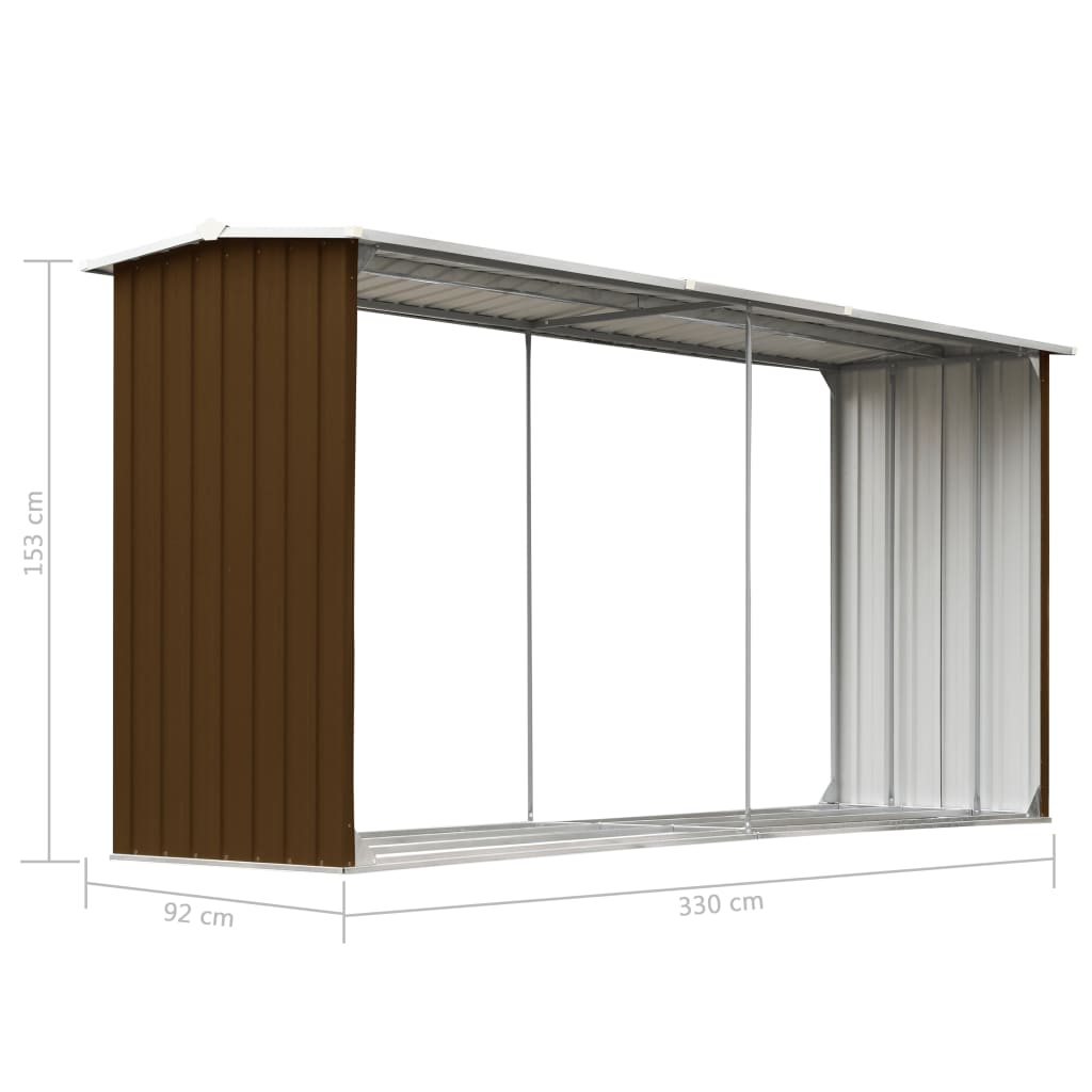 Capannone da Giardino in Acciaio Zincato 330x92x153cm Marrone | homemem39