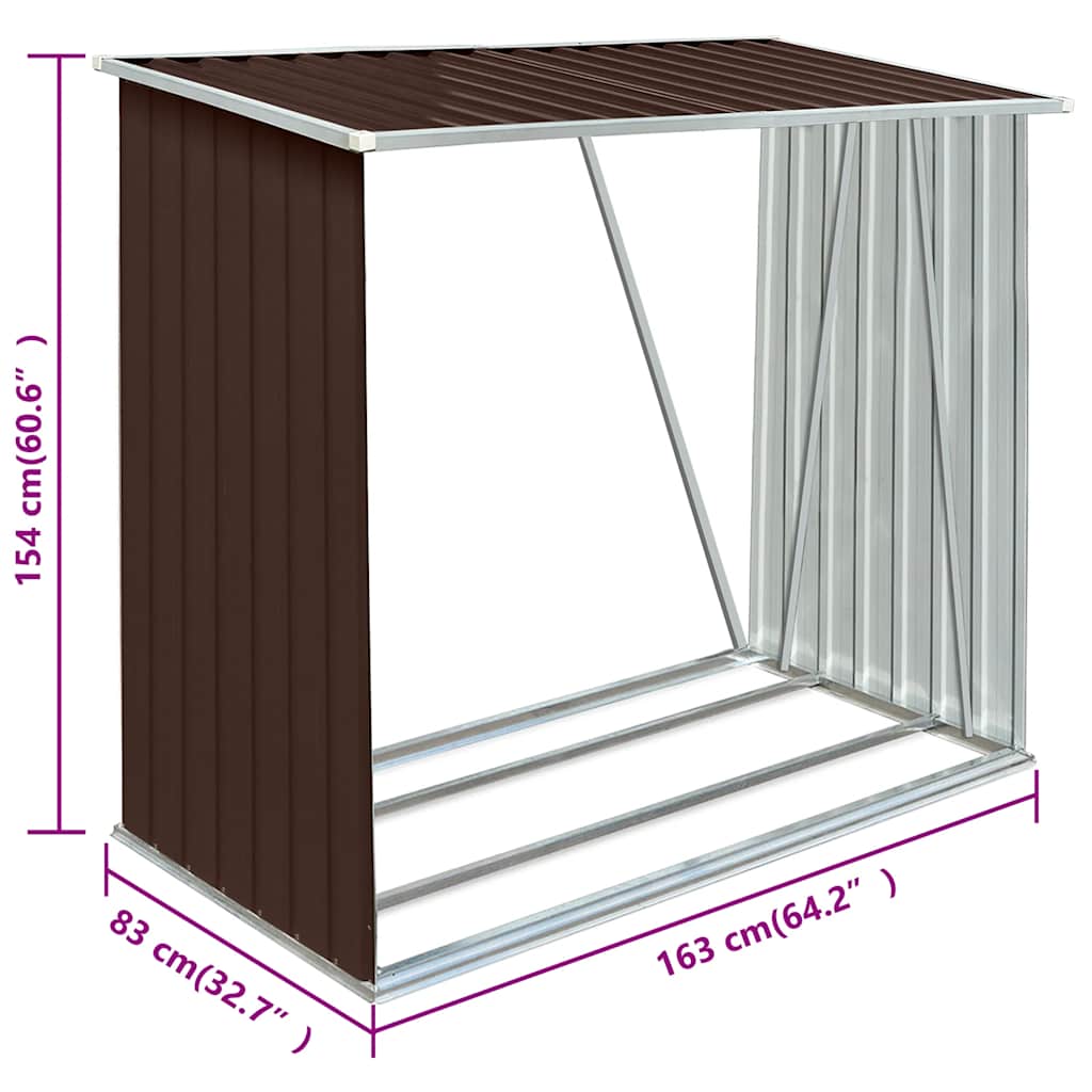 Capannone da Giardino in Acciaio Zincato 163x83x154 cm Marrone