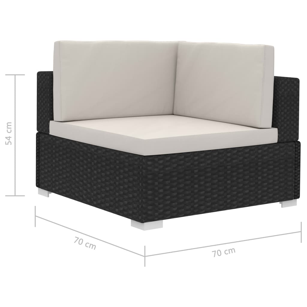 Poltrone Modulari ad Angolo con Cuscini 2 pz Polyrattan Nero | homemem39