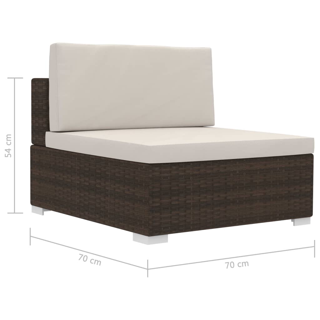 Set Divani da Giardino 3 pz con Cuscini in Polyrattan Marrone | homemem39