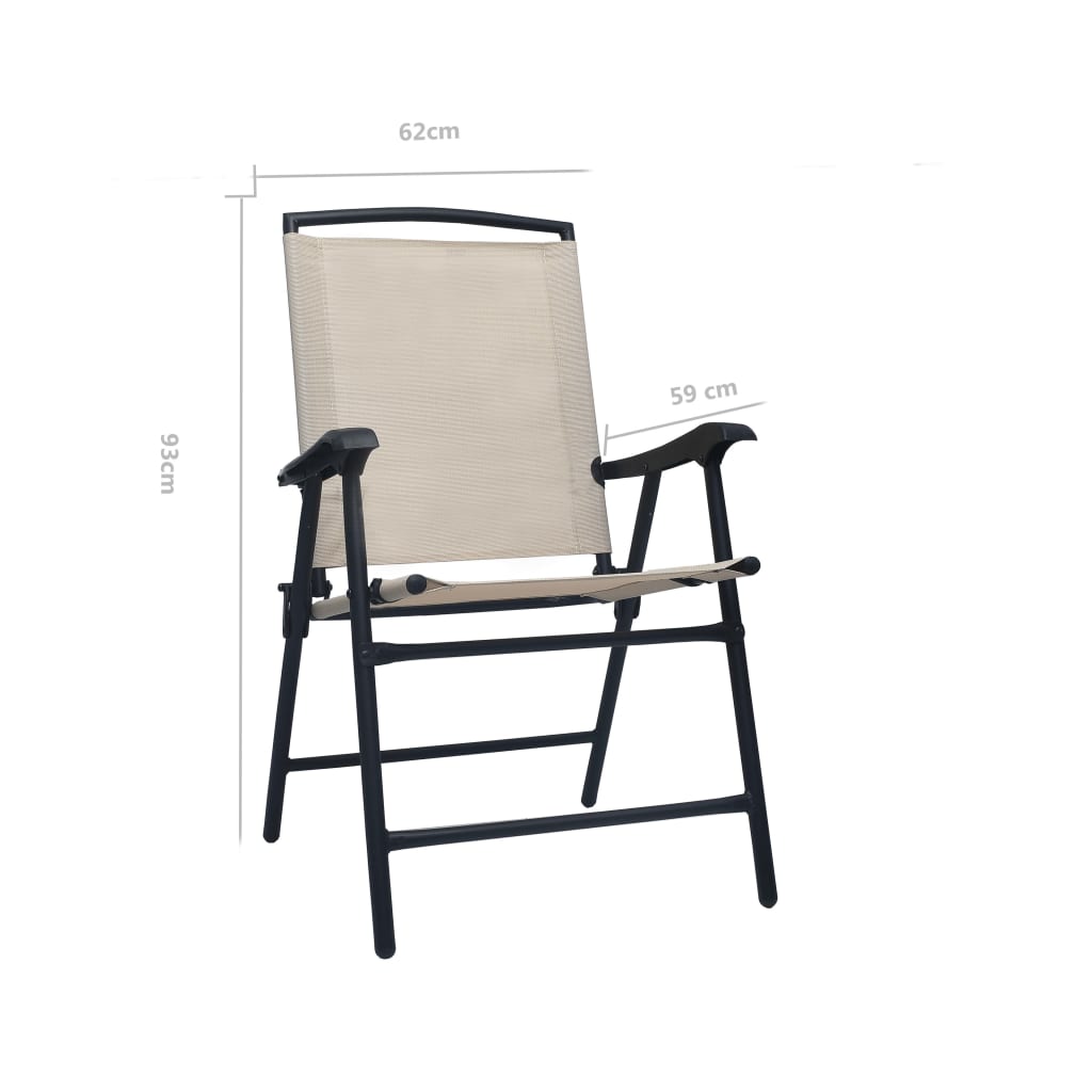 Sedie da Giardino Pieghevoli 2 pz in Textilene Crema | homemem39