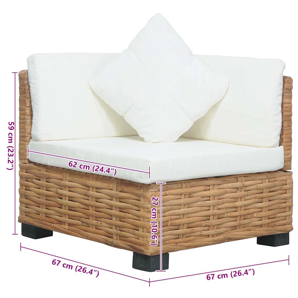 Divano Angolare con Cuscini in Rattan Naturale | homemem39