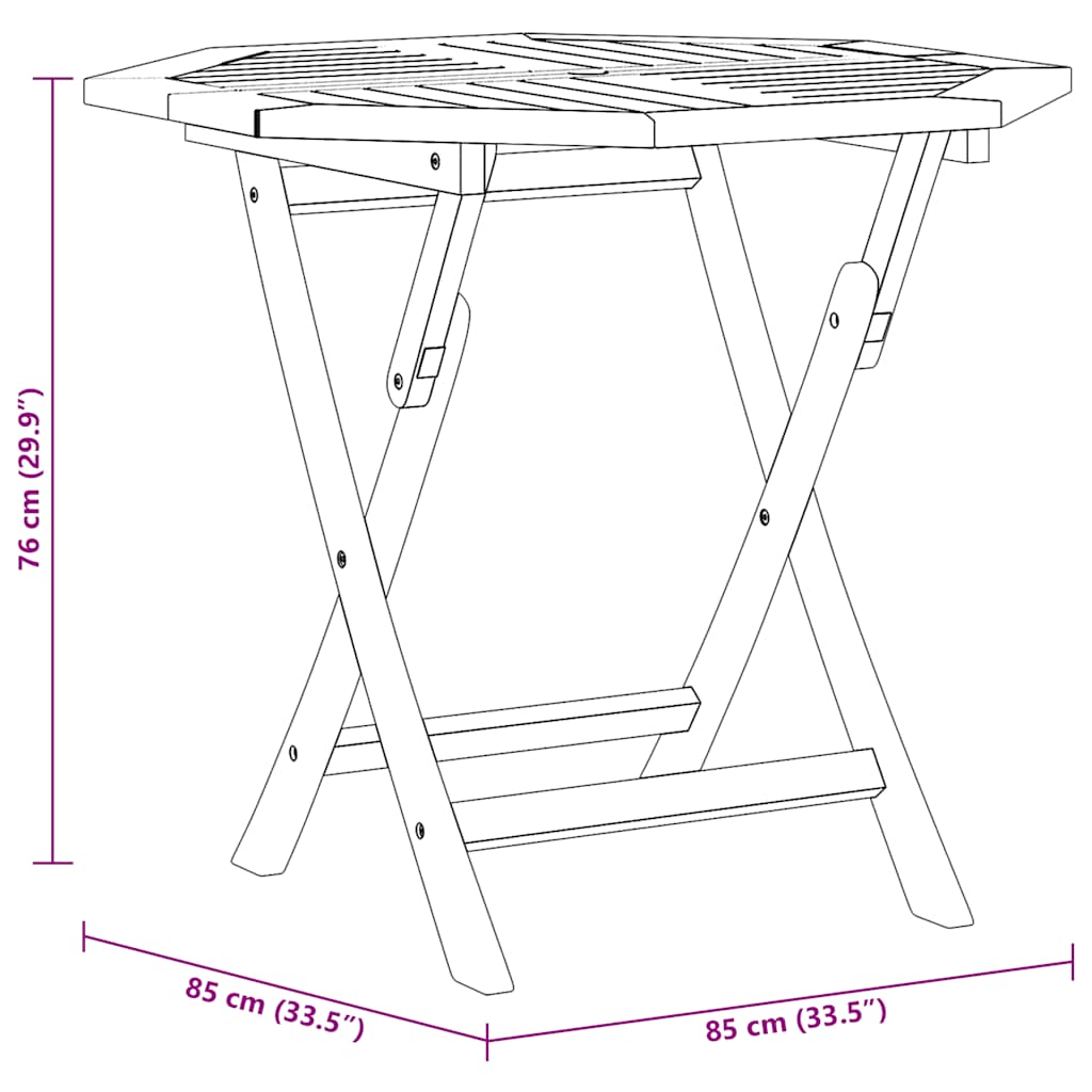 Tavolo da Giardino Pieghevole 85x85x76cm Legno Massello di Teak