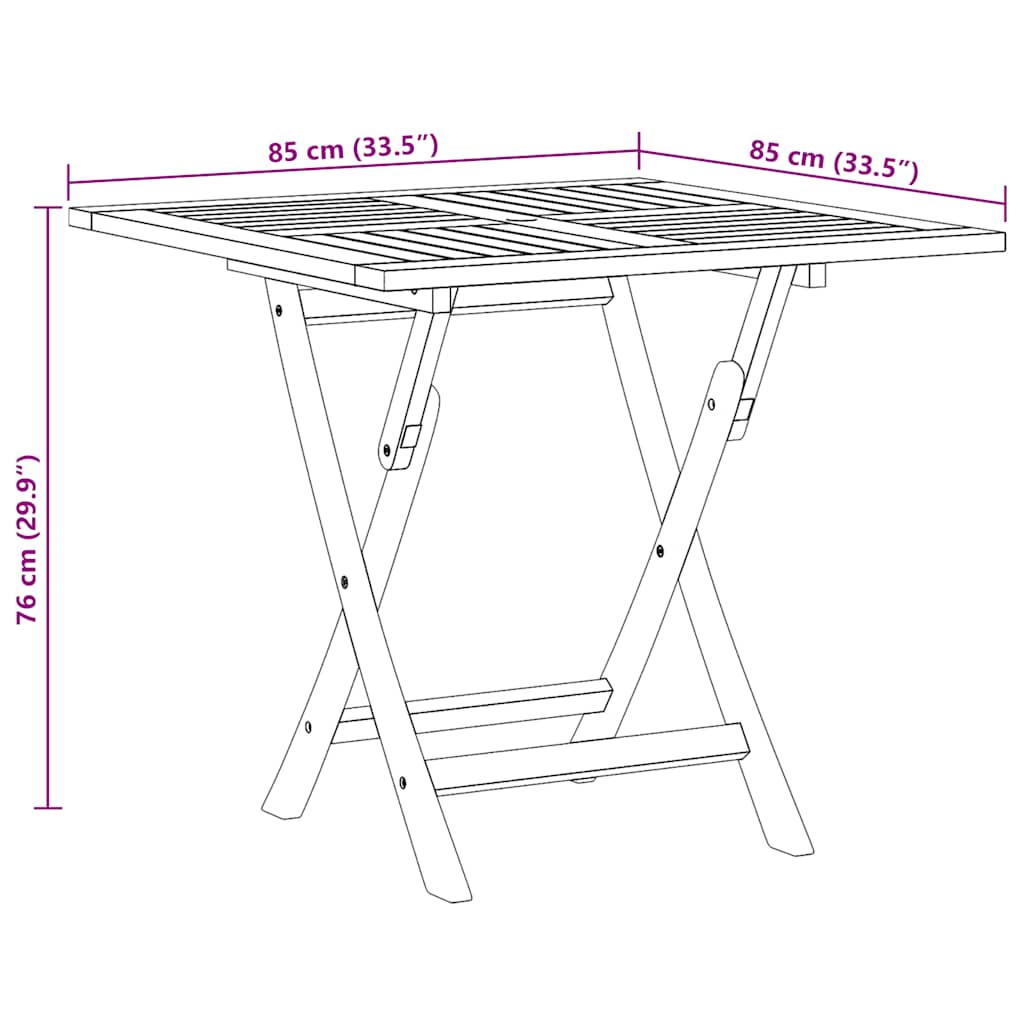 Tavolo da Giardino Pieghevole 85x85x76cm Legno Massello di Teak