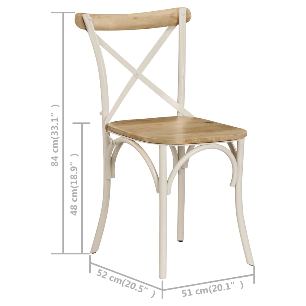 Sedie a Croce 4 pz Bianche Legno Massello di Mango | homemem39