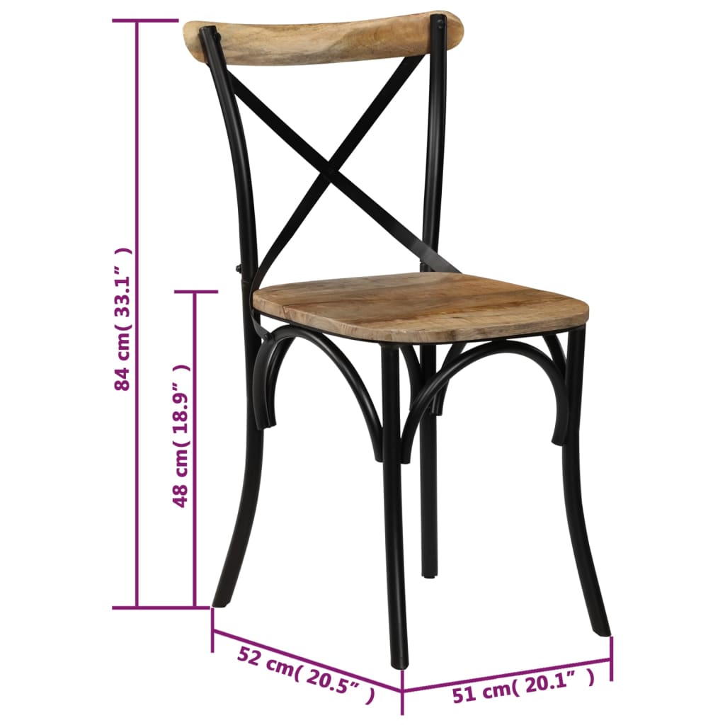Sedie a Croce 4 pz Nere in Legno Massello di Mango | homemem39