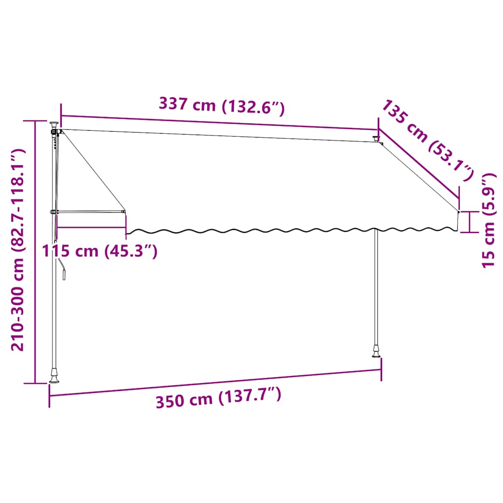 Tenda da Sole Retrattile Manuale con LED 350 cm Antracite | homemem39