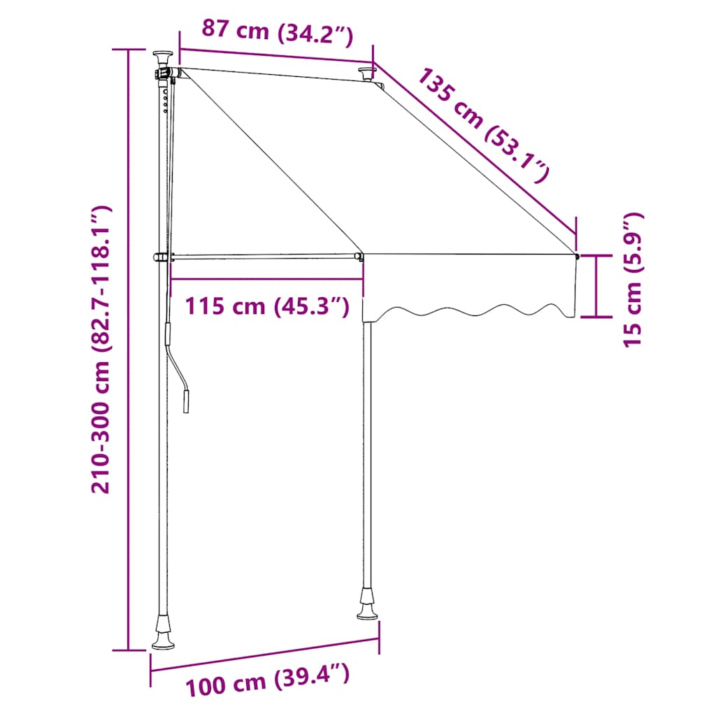 Tenda da Sole Retrattile Manuale con LED 100 cm Crema - homemem39
