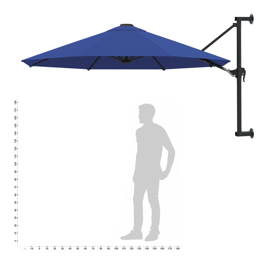 Ombrellone a Muro con Palo in Metallo 300 cm Blu | homemem39