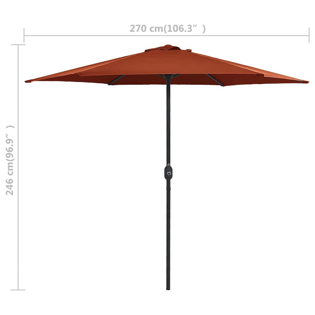 Ombrellone da Giardino Palo in Alluminio 270x246 cm Terracotta | homemem39