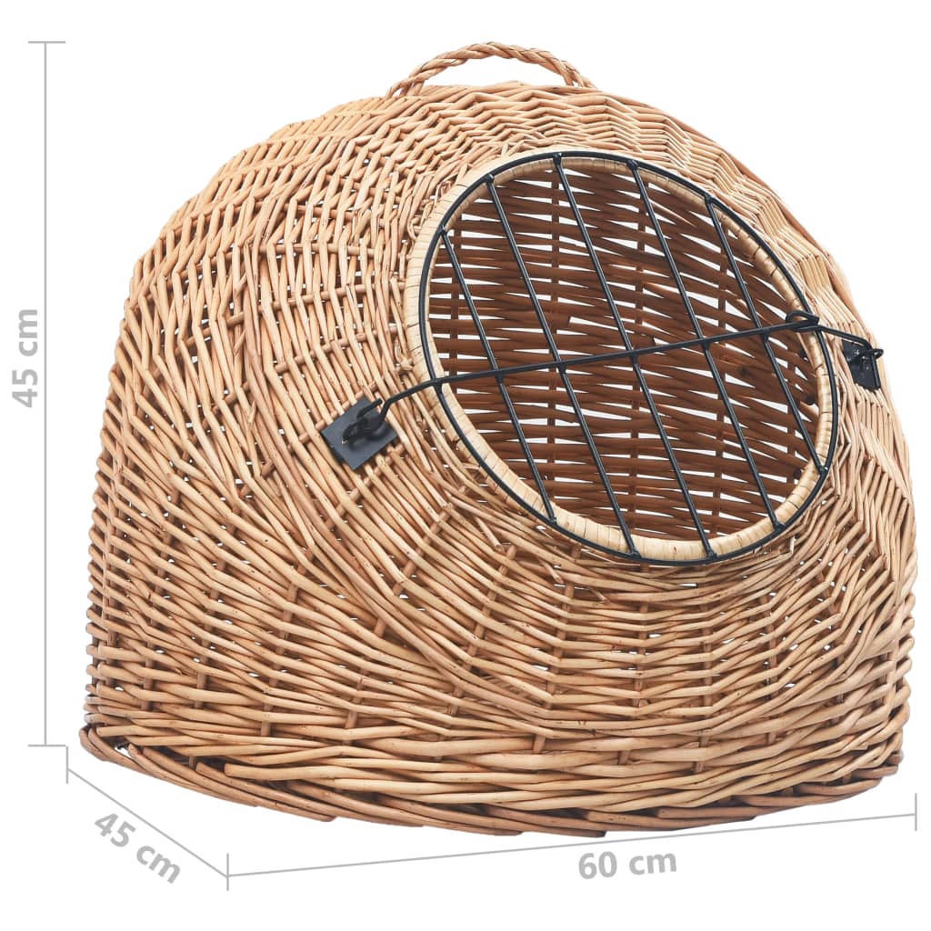 Trasportino per Gatti 60x45x45 cm in Salice Naturale | homemem39