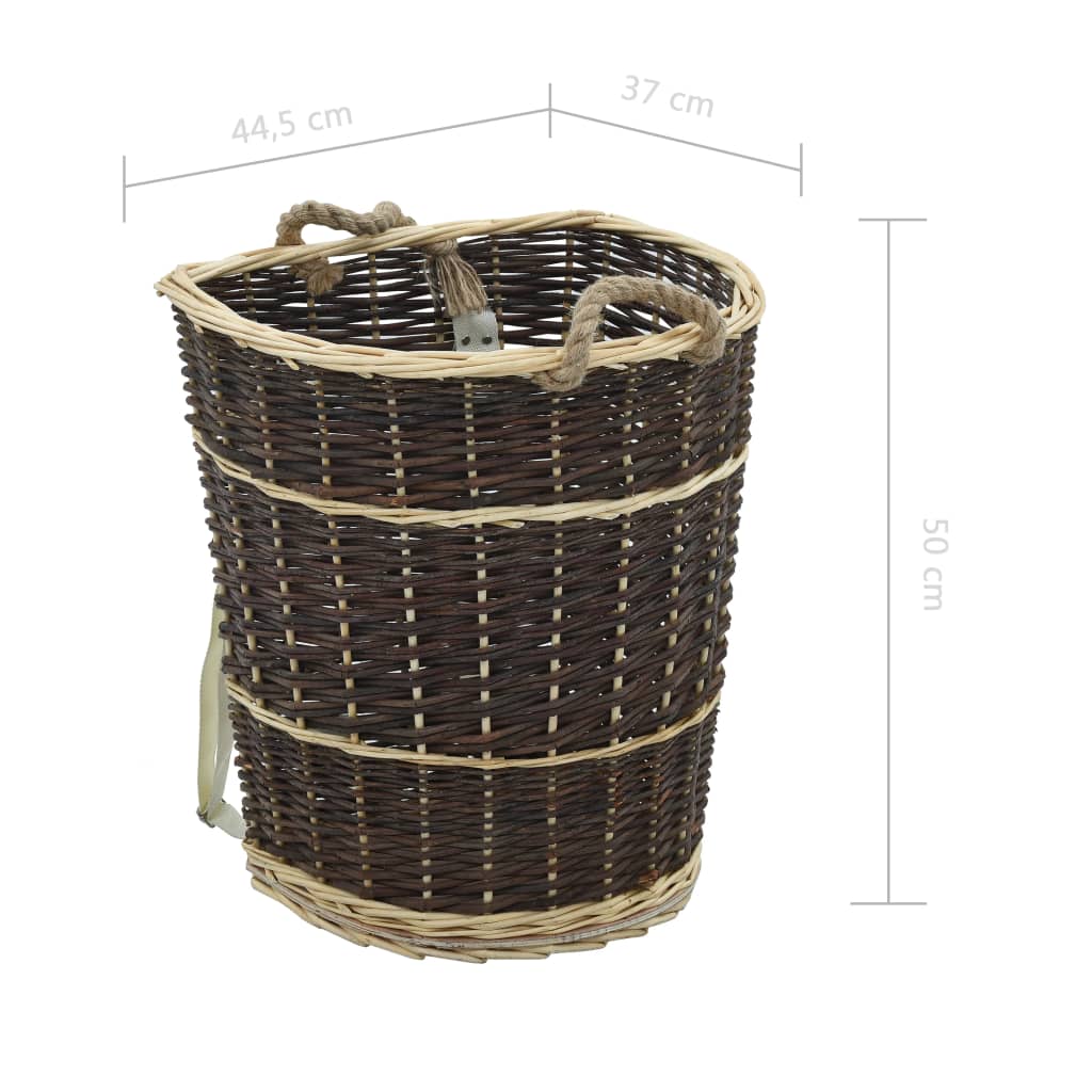 Cesta per Legna con Spallacci 44,5x37x50cm Salice Naturale