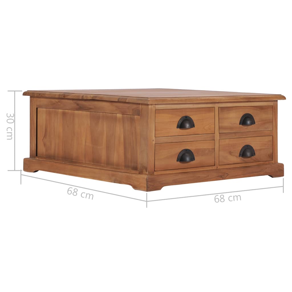 Tavolino da Salotto 68x68x30 cm in Legno Massello di Teak