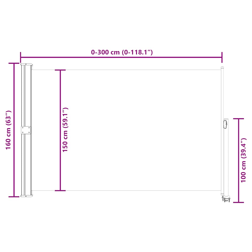 Tenda Laterale Retrattile per Patio 160x300 cm Rossa