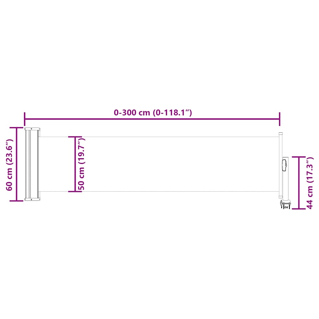 Retractable Side Awning for Patio 60x300 cm Cream