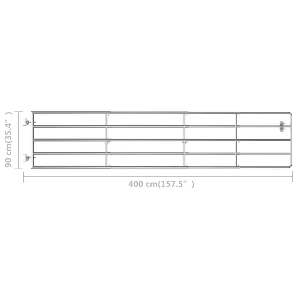 Cancello da Giardino in Acciaio 5 Sbarre (150-400)x90cm Argento | homemem39