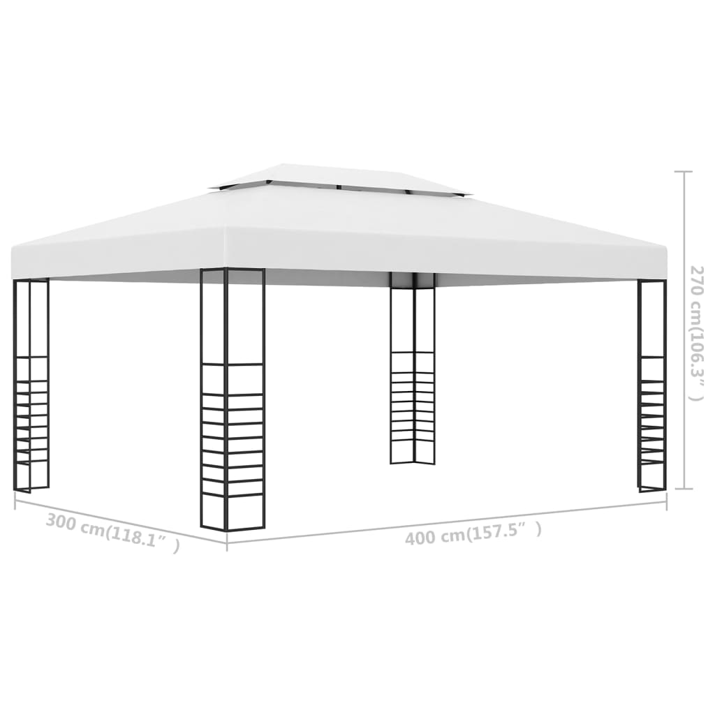 Gazebo da Giardino in Acciaio Verniciato 4x3x2,7 m Bianco | homemem39
