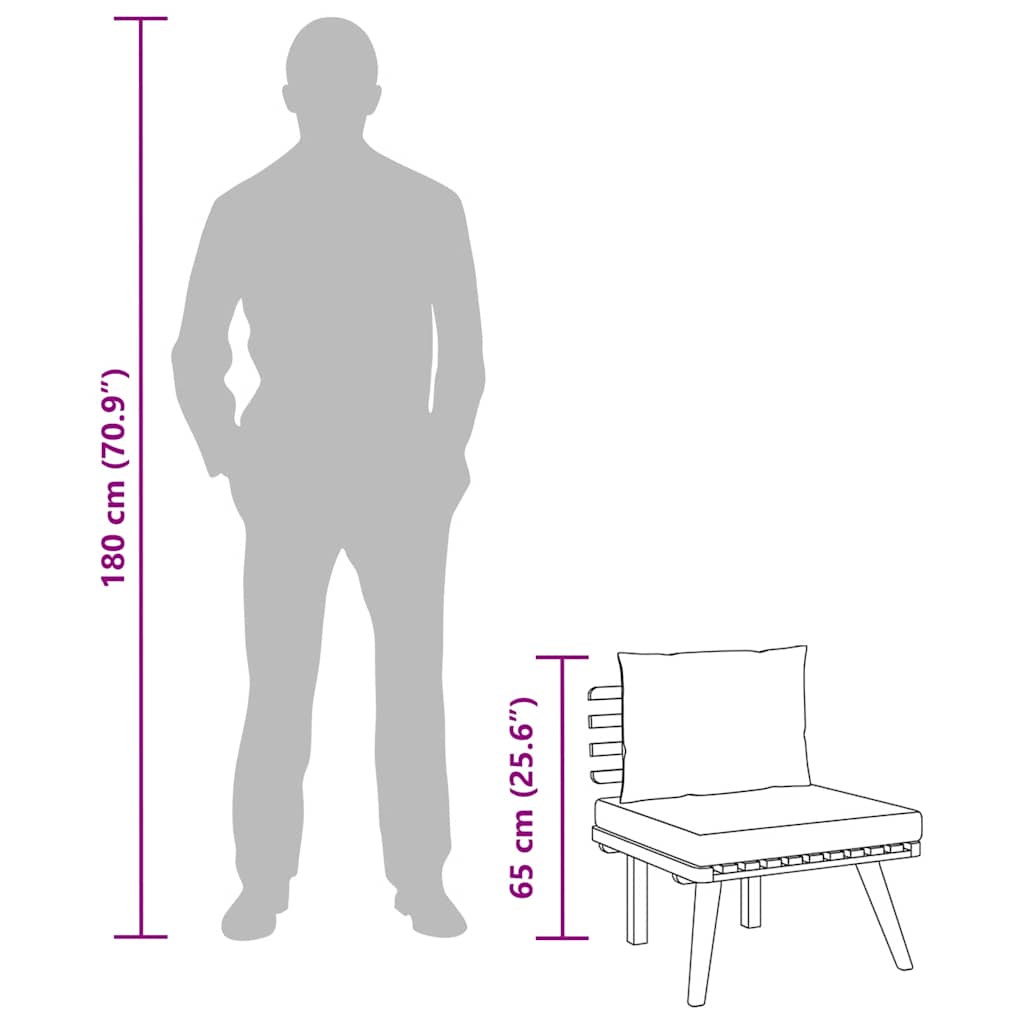 Sedia da Giardino con Cuscini in Legno Massello di Acacia - homemem39