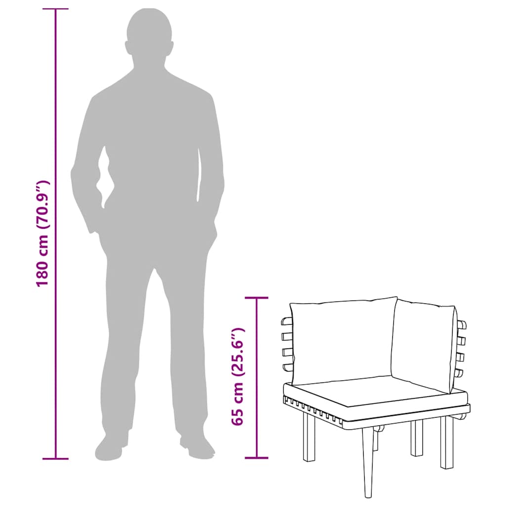 Divano Angolare da Giardino con Cuscini in Legno d'Acacia - homemem39