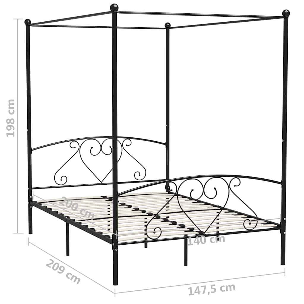 Giroletto Baldacchino senza Materasso Nero 140x200 cm Metallo | homemem39