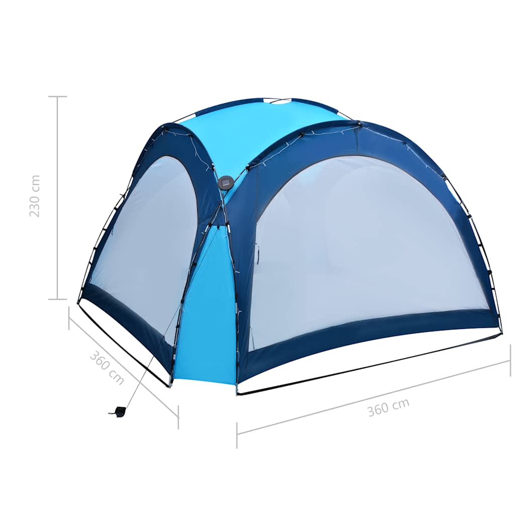 Tenda per Feste con LED e 4 Pareti 3,6x3,6x2,3 m Blu - homemem39