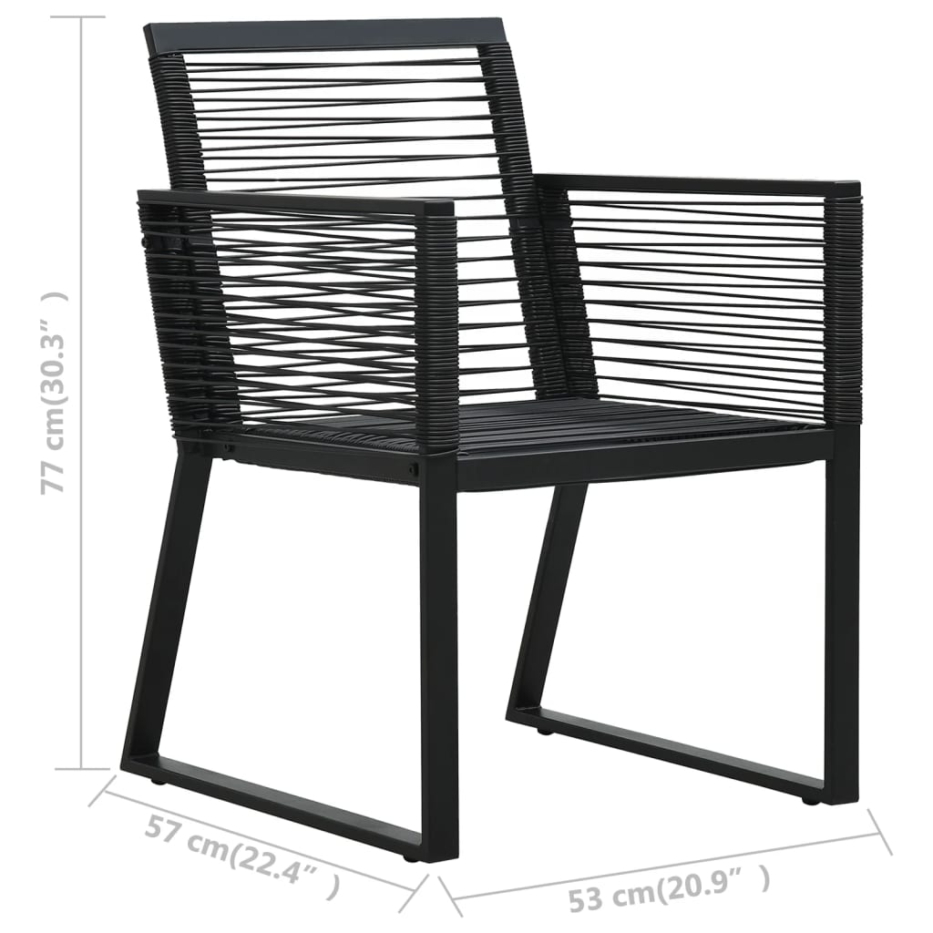 Sedie da Giardino 2 pz Nere in Rattan PVC | homemem39