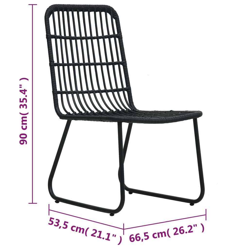 Sedie da Giardino 2 pz in Polyrattan Nere