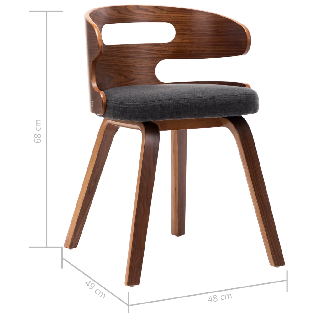 Sedie da Pranzo 4 pz Legno Curvato e Tessuto Grigio | homemem39