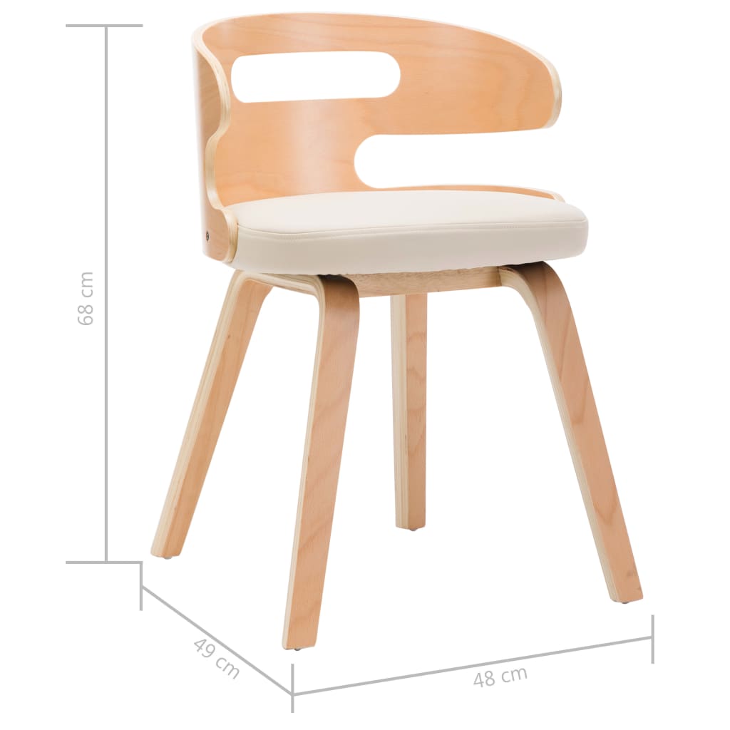 Sedie da Pranzo 4 pz in Legno Curvato e Similpelle Crema | homemem39