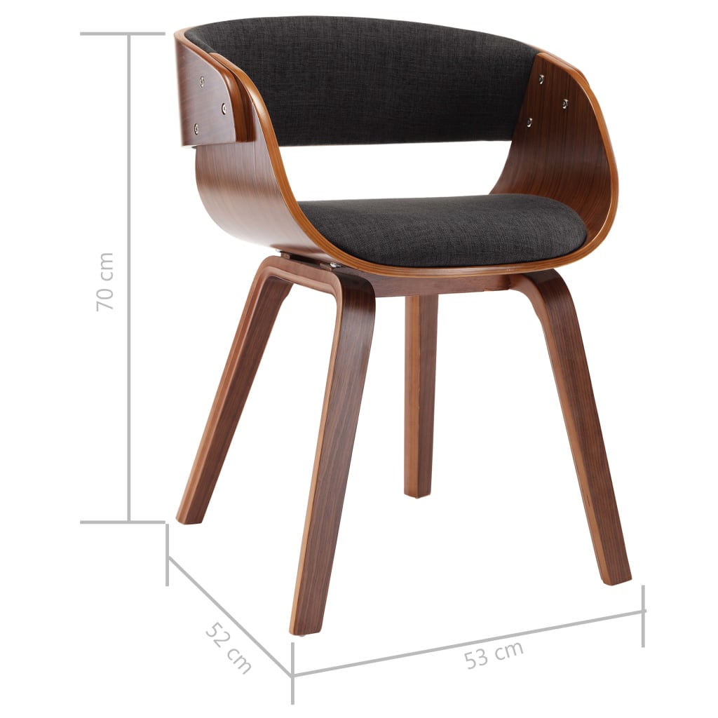 Sedie da Pranzo 2 pz Legno Curvato e Tessuto Grigio | homemem39