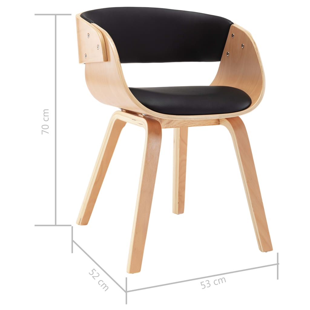 Sedie da Pranzo 2 pz Nere in Legno Curvato e Similpelle | homemem39