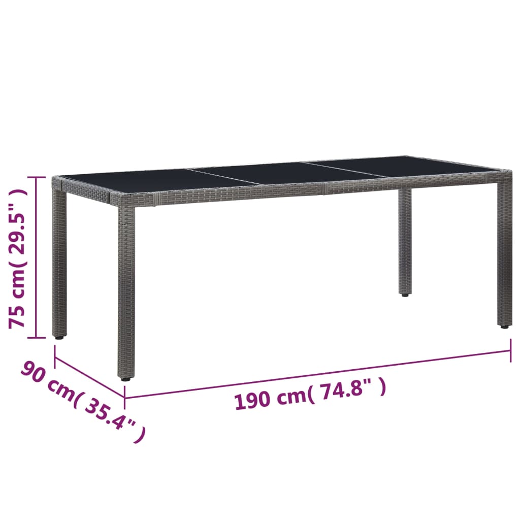 Set Mobili da Pranzo per Giardino 9 pz in Polyrattan Grigio | homemem39
