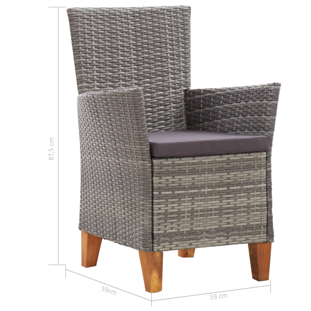 Set Pranzo da Giardino 5 pz Polyrattan e Legno d'Acacia Grigio | homemem39