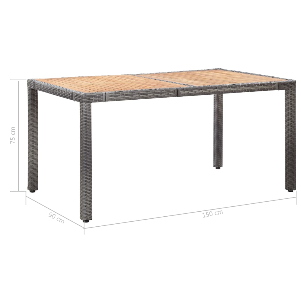 Set da Pranzo per Esterni 7 pz con Cuscini in Polyrattan Grigio | homemem39