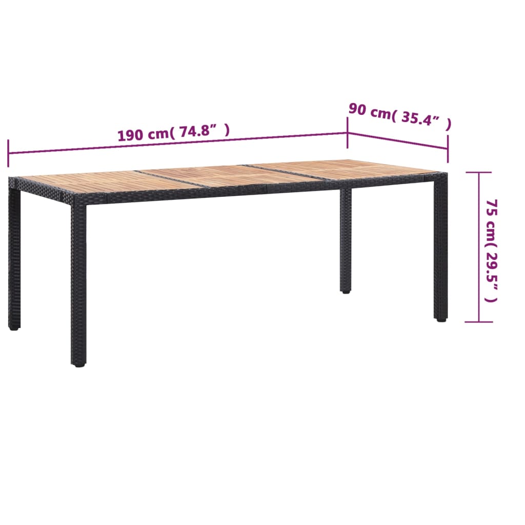 Set da Pranzo da Giardino 9 pz con Cuscini in Polyrattan Nero | homemem39