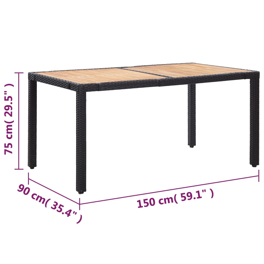 Set da Pranzo da Giardino 7 pz con Cuscini in Polyrattan Nero | homemem39