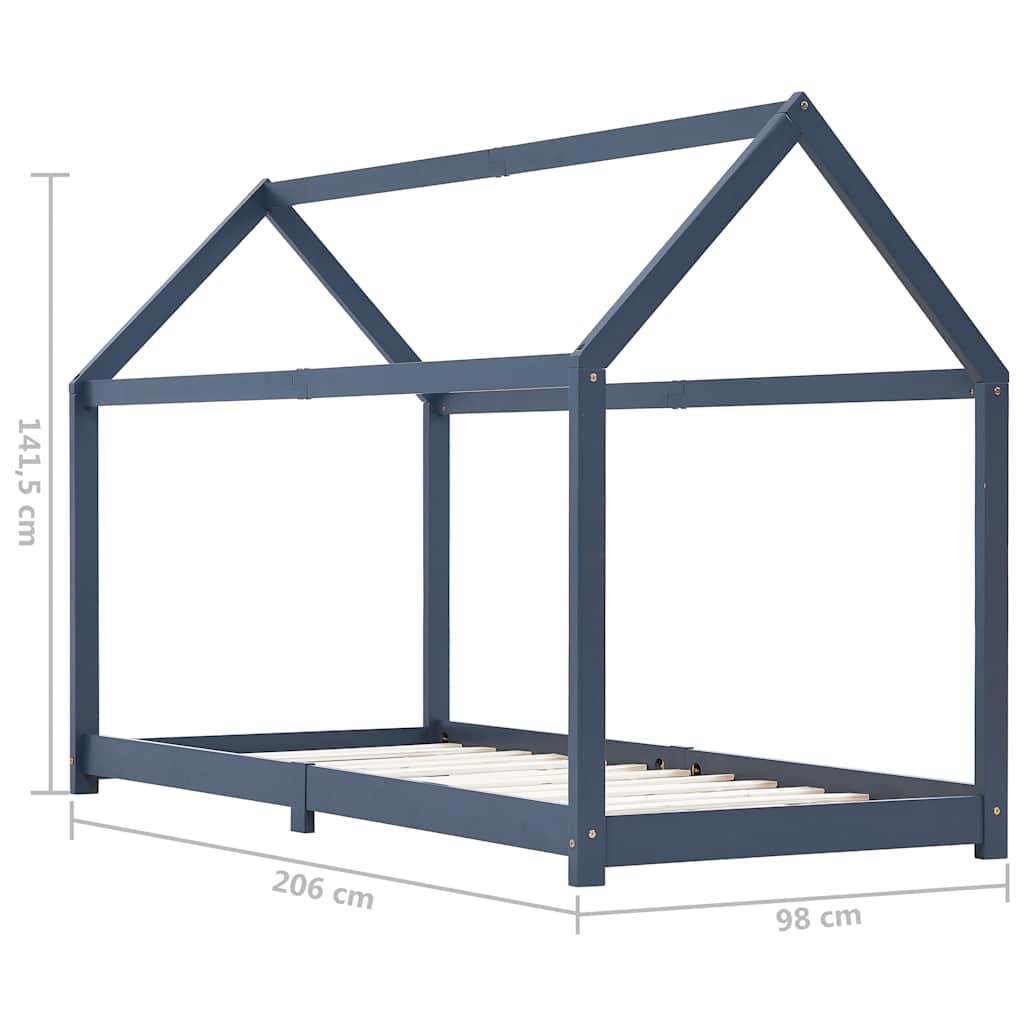 Giroletto per Bambini Grigio in Massello di Pino 90x200 cm | homemem39
