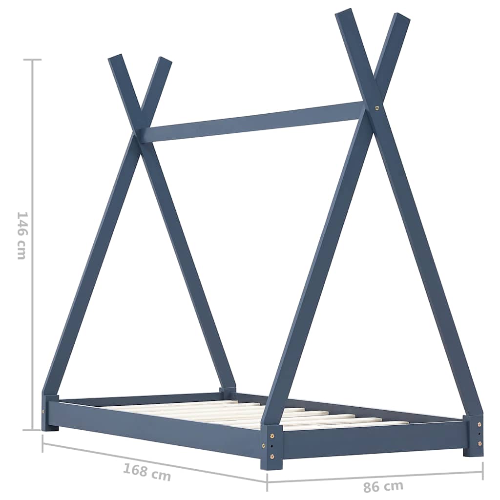 Giroletto per Bambini Grigio in Legno Massello di Pino 80x160cm | homemem39