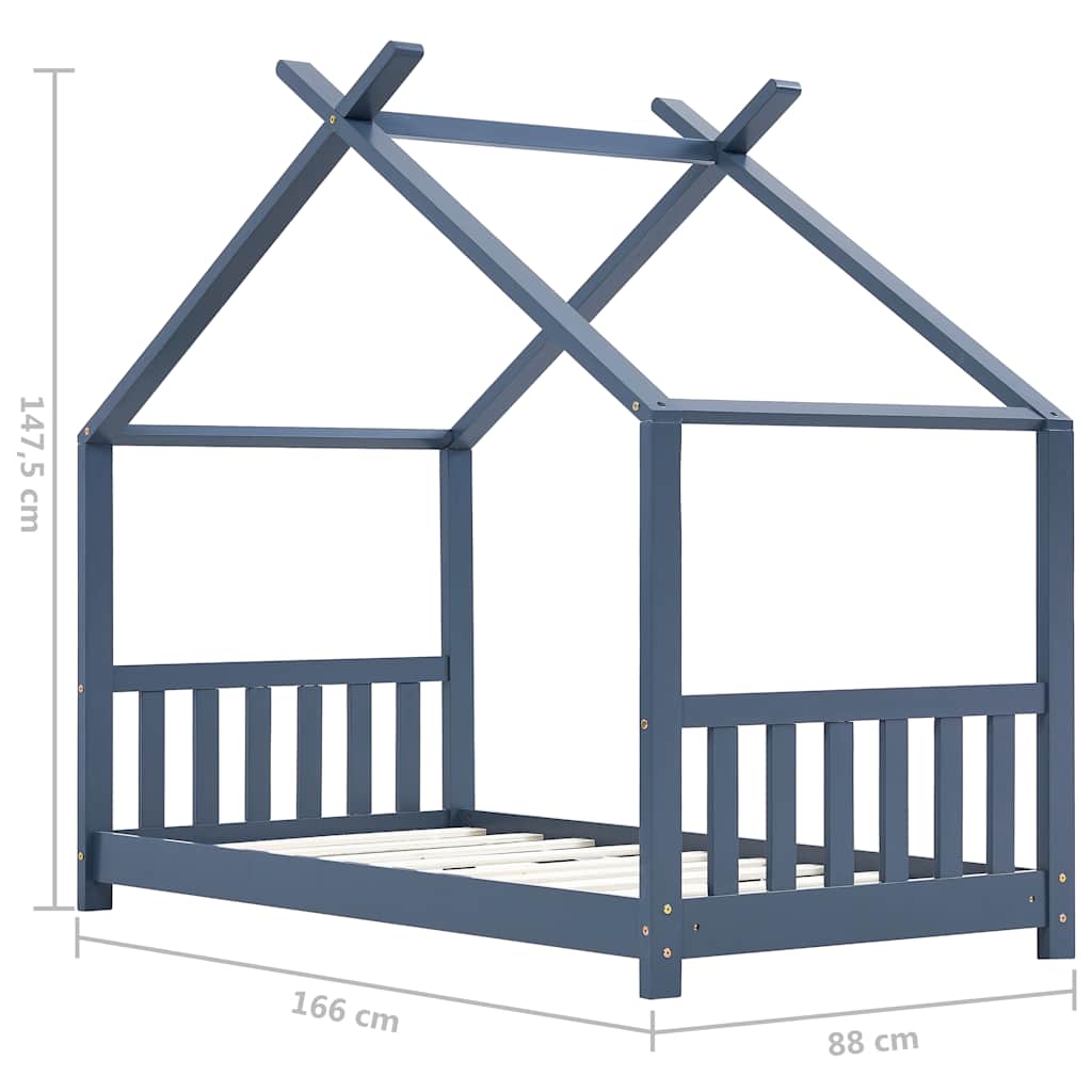 Giroletto per Bambini Grigio in Legno Massello di Pino 80x160cm | homemem39