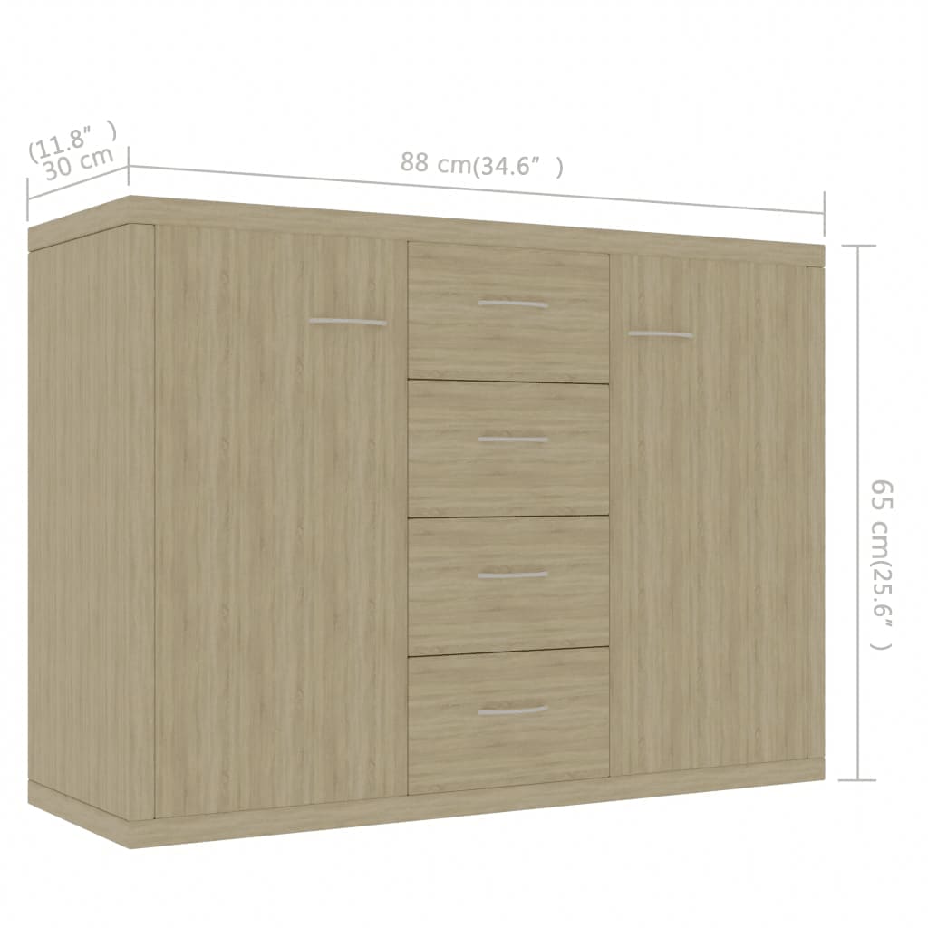 Credenza Rovere Sonoma 88x30x65 cm in Legno Multistrato - homemem39