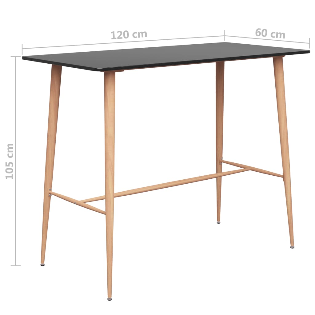 Tavolo da Bar Nero 120x60x105 cm