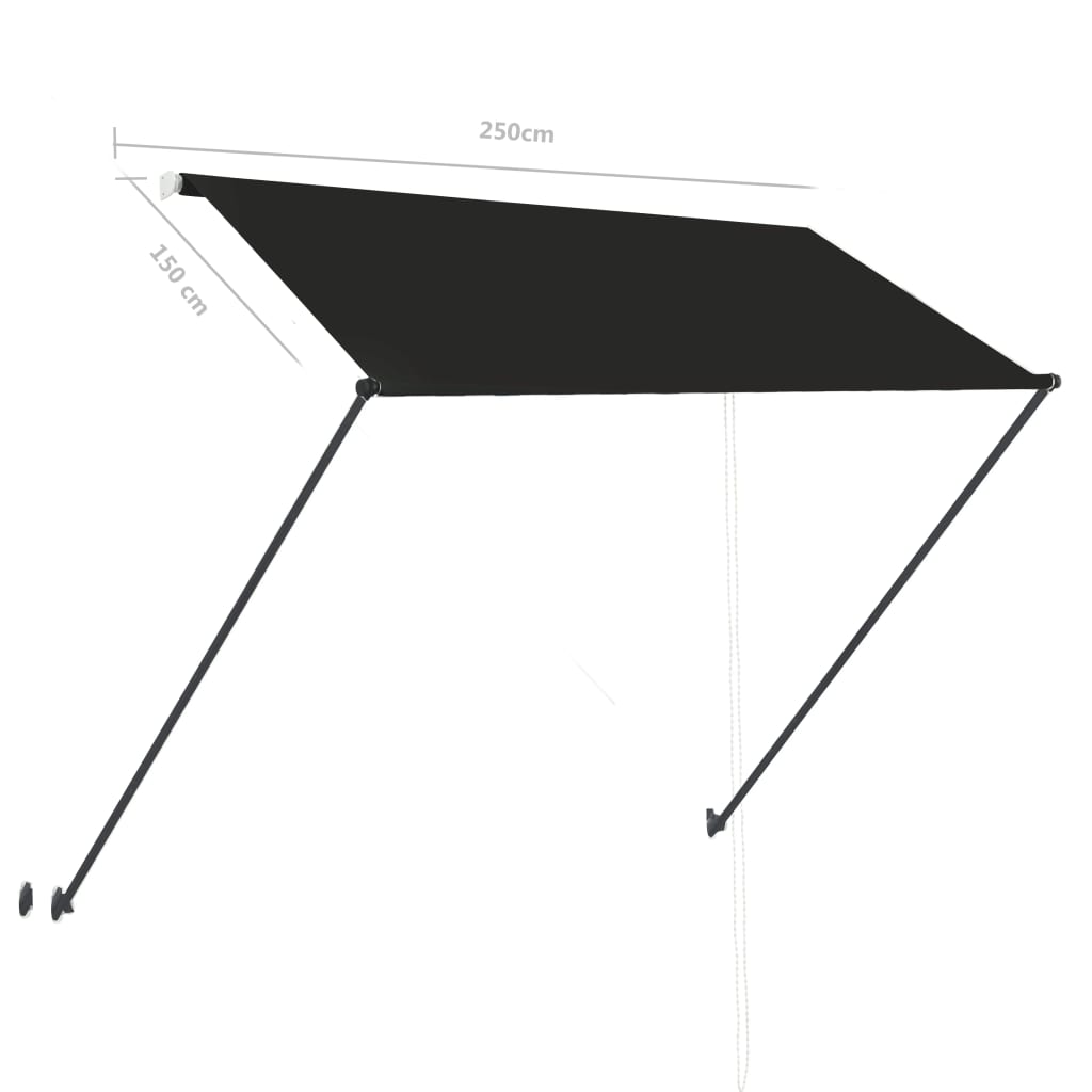 Tenda da Sole Retrattile con LED 250x150 cm Antracite | homemem39