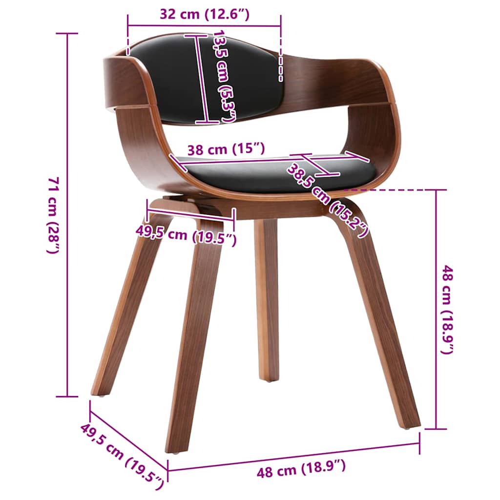 Sedie da Pranzo 2 pz in Legno Piegato e Similpelle | homemem39