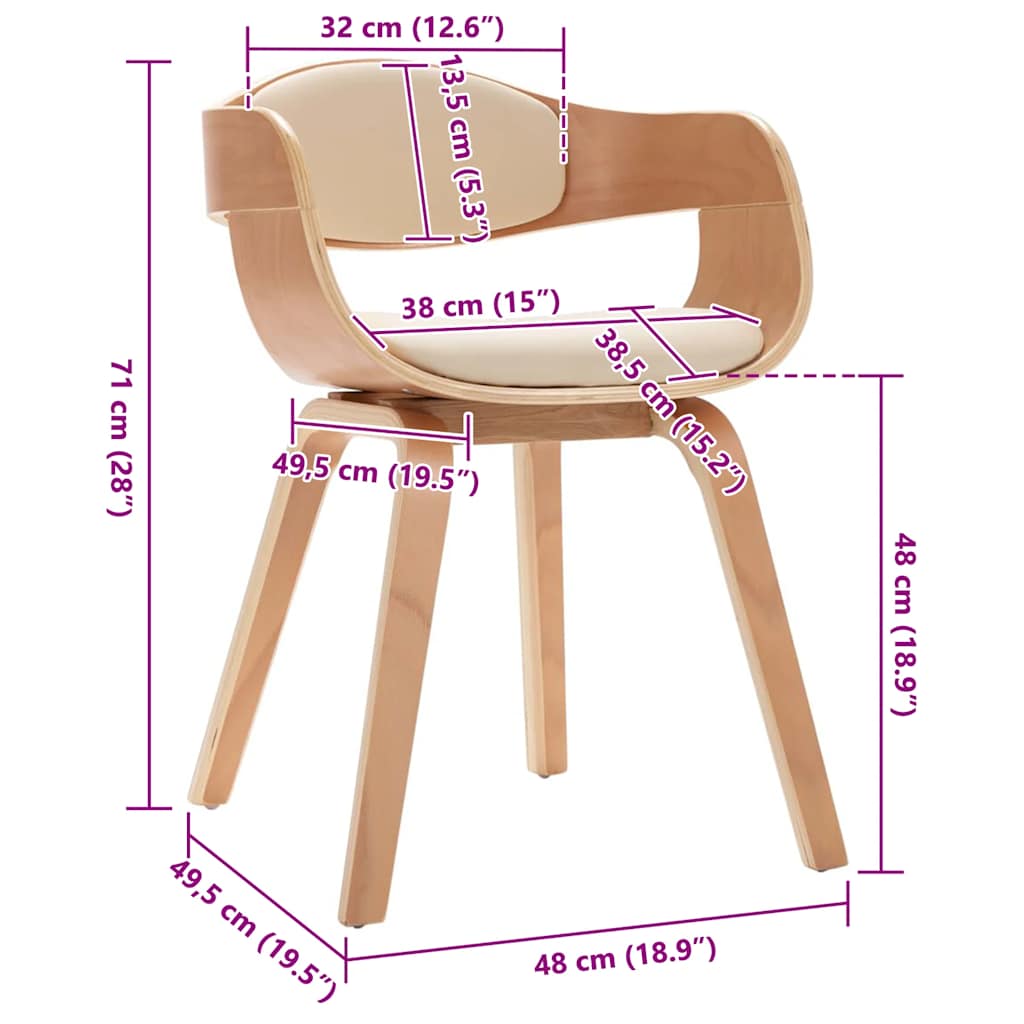 Sedie da Pranzo 2 pz in Legno Piegato e Similpelle | homemem39