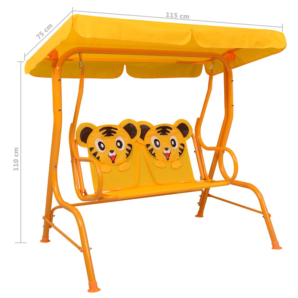 Dondolo a Panchina per Bambini Giallo 115x75x110 cm in Tessuto | homemem39