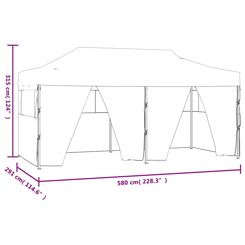 Gazebo Pieghevole con 4 Pareti 3x6m Acciaio Antracite | homemem39